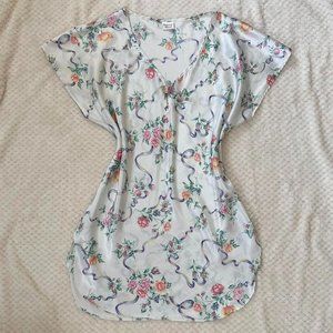 Vintage Coquette White Floral Satin Nightgown